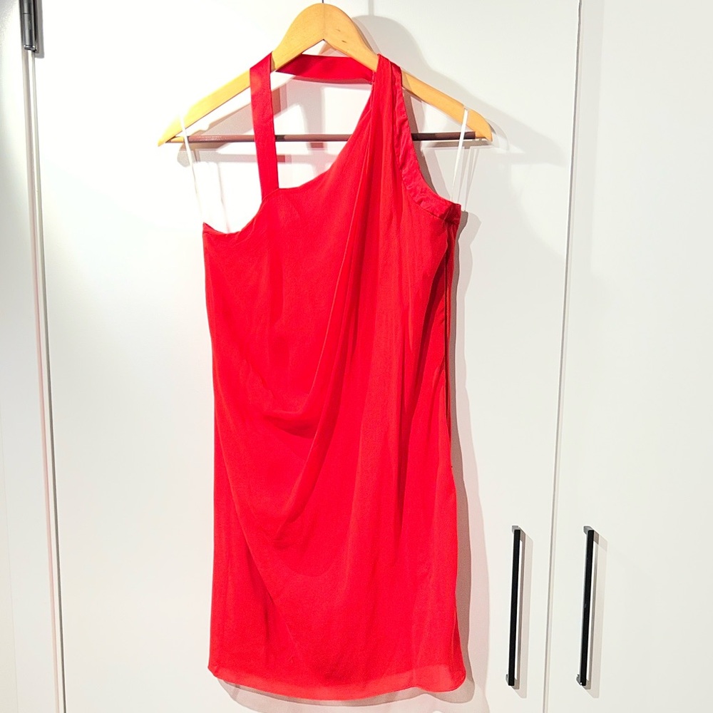 Leon Max Red One-Shoulder Draped Cocktail Dress — Limited Edition (Size XS)